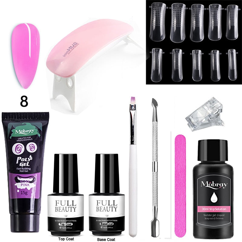 10pcs Nail Polish Gel Nail Kit 15ml Quick Building UV Nail PolishGel Extensions Acrylic Gel Nail Tool Art Set