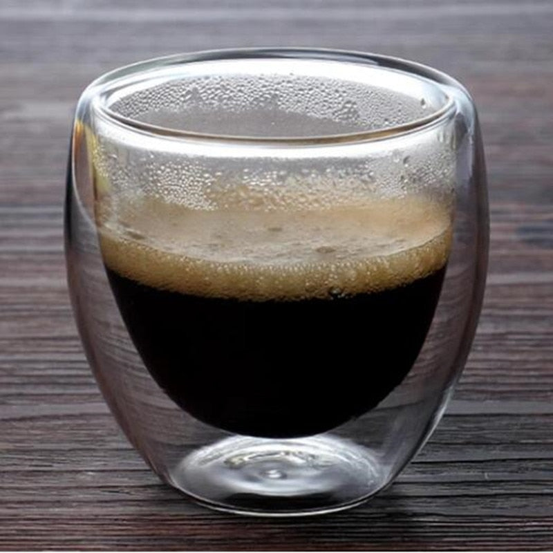2-4-6Pcs/set  80/250/350/450ML Double Wall Glass Cup Transparent Handmade Heat Resistant Tea Drink Cups Espresso Coffee Cup Set