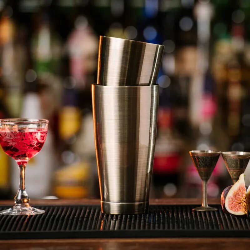 Stainless Steel Cocktail Boston Bar Shaker: 2-piece Set: 18oz Unweighted & 28oz