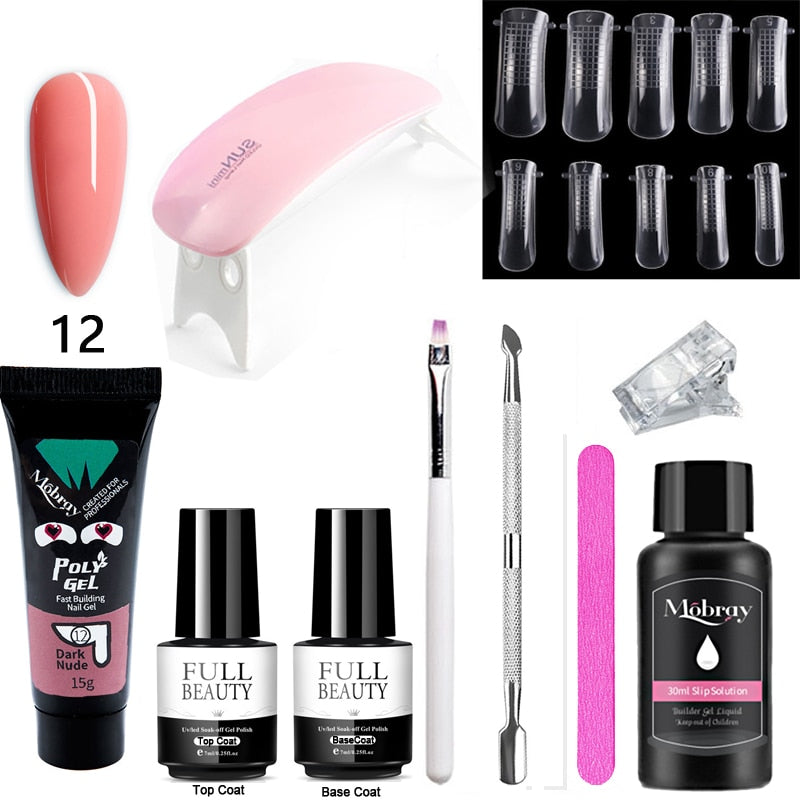 10pcs Nail Polish Gel Nail Kit 15ml Quick Building UV Nail PolishGel Extensions Acrylic Gel Nail Tool Art Set