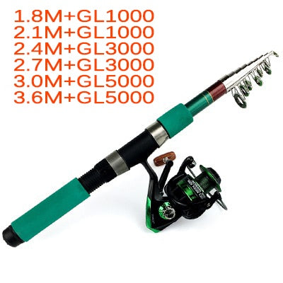Fishing Rod Combo 1.8-3.6M Telescopic Fishing Rod and Spinning Fishing Reel Fishing Set Carp Fishing Rod Reel Kit