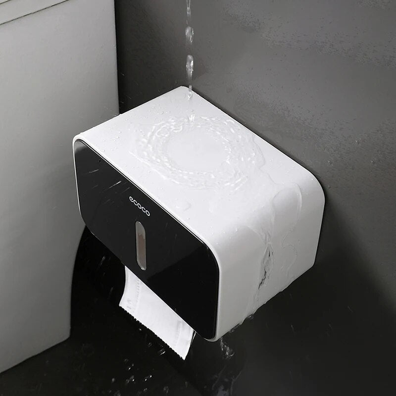 ECOCO Waterproof Toilet Paper Holder Plastic Wall Mounted For Toilet Paper Towel Bathroom Shelf Storage Box Tray Roll Holder