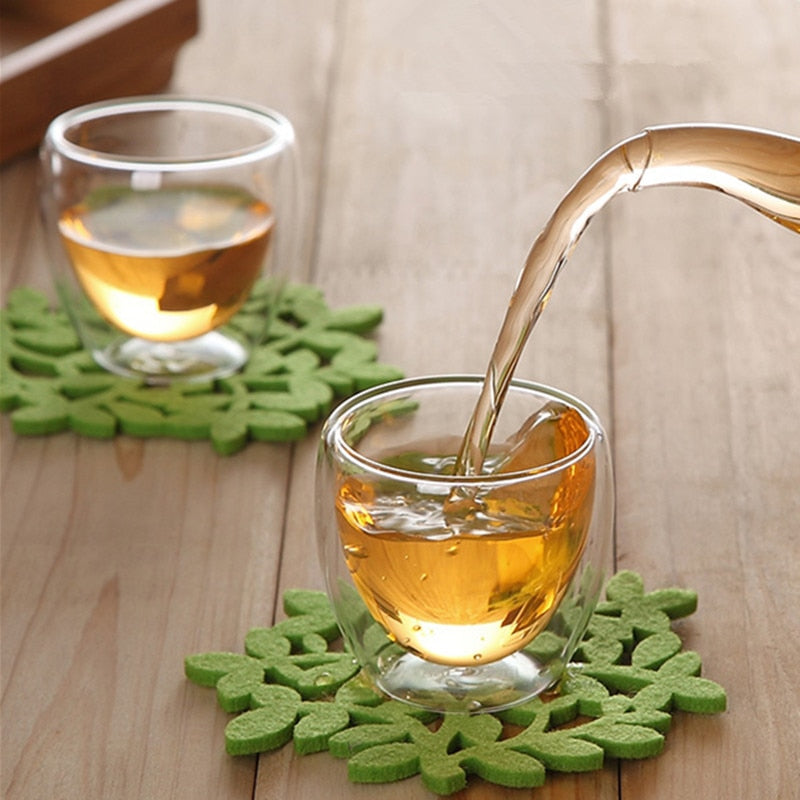 2-4-6Pcs/set  80/250/350/450ML Double Wall Glass Cup Transparent Handmade Heat Resistant Tea Drink Cups Espresso Coffee Cup Set