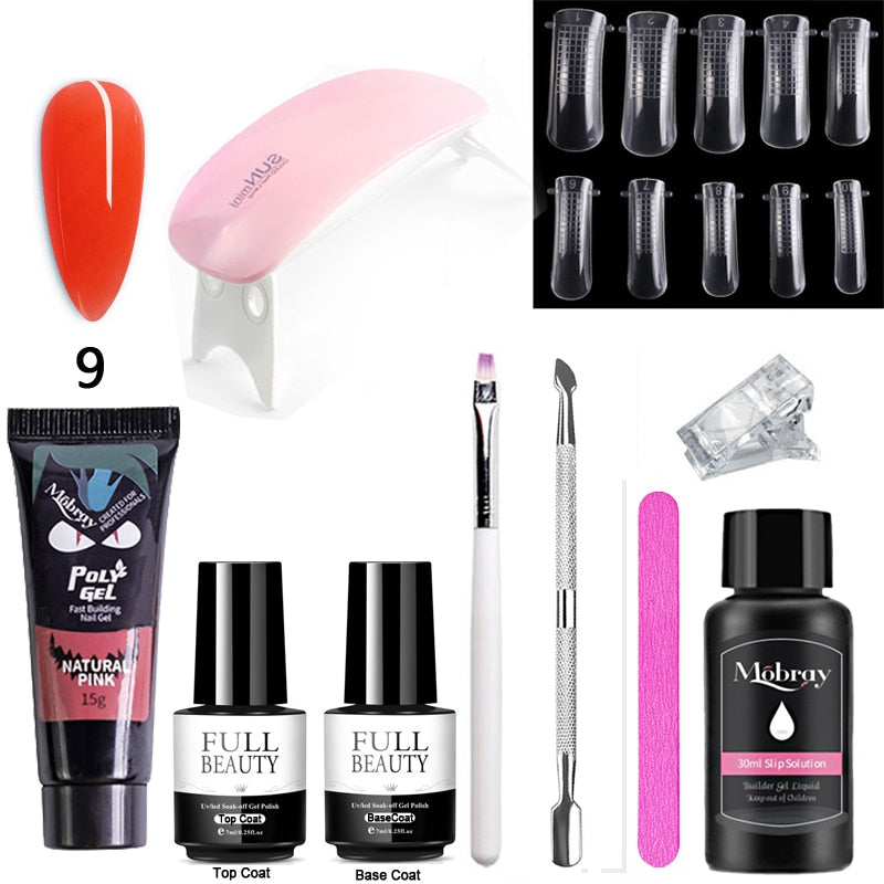 10pcs Nail Polish Gel Nail Kit 15ml Quick Building UV Nail PolishGel Extensions Acrylic Gel Nail Tool Art Set
