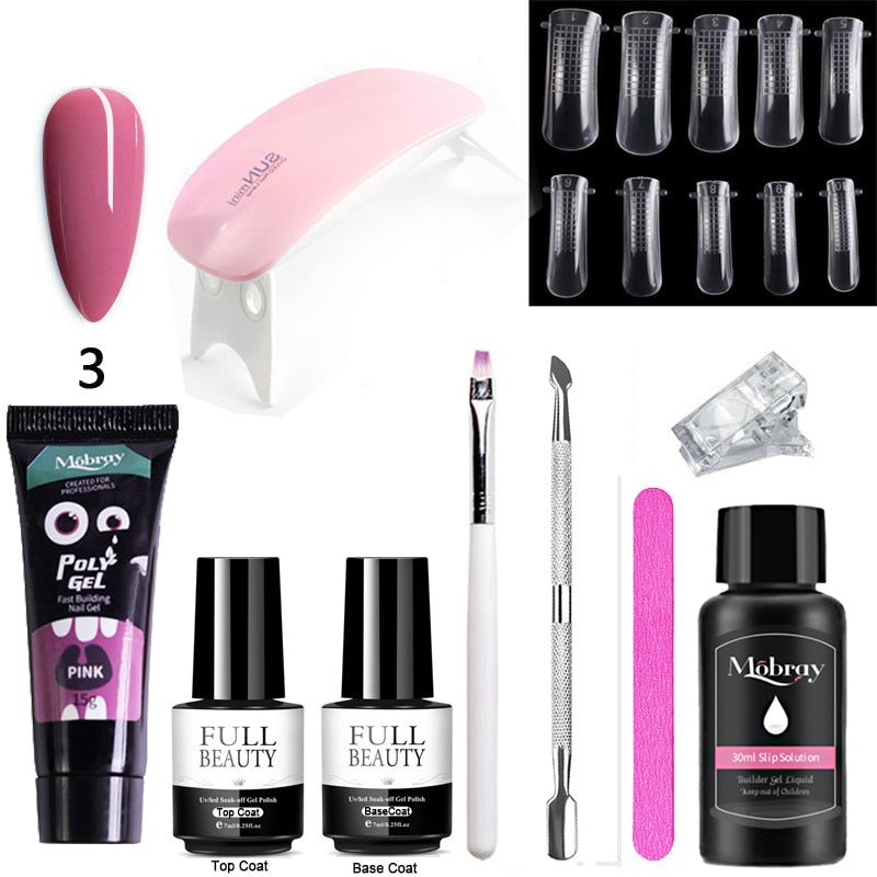 10pcs Nail Polish Gel Nail Kit 15ml Quick Building UV Nail PolishGel Extensions Acrylic Gel Nail Tool Art Set