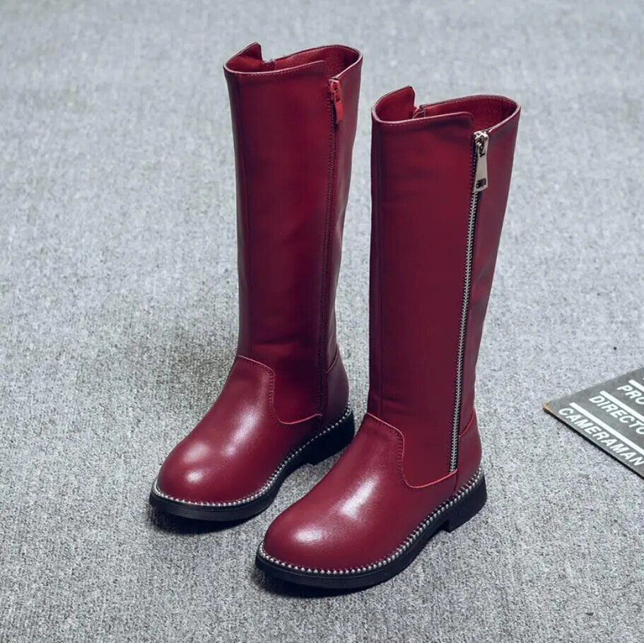Kids Casual Shoes 2022 Autumn Winter Children Fashion Mid Calf Snow Boots Brand Black Shoes Girls Genuine Leather Fashion Boots