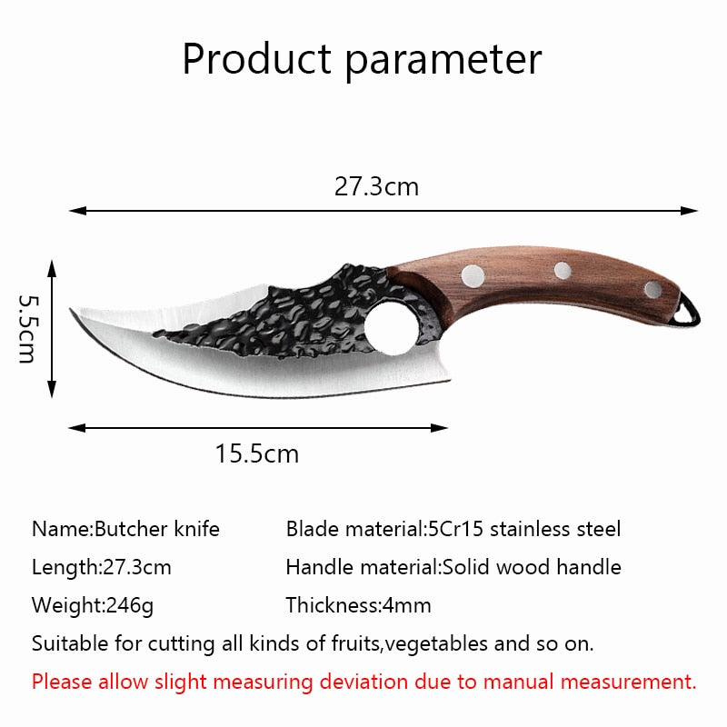 6'' Meat Cleaver Butcher Knife Stainless Steel Hand Forged Boning Knife Chopping Slicing Kitchen Knives Cookware Camping Kinves