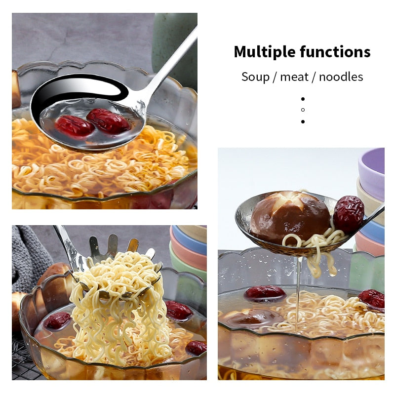 Metal Colander Stainless Steel Spoon Noodle Spoon Colander Bamboo Handle Practical Pasta Tools Soup Scoop Kitchen Accessories