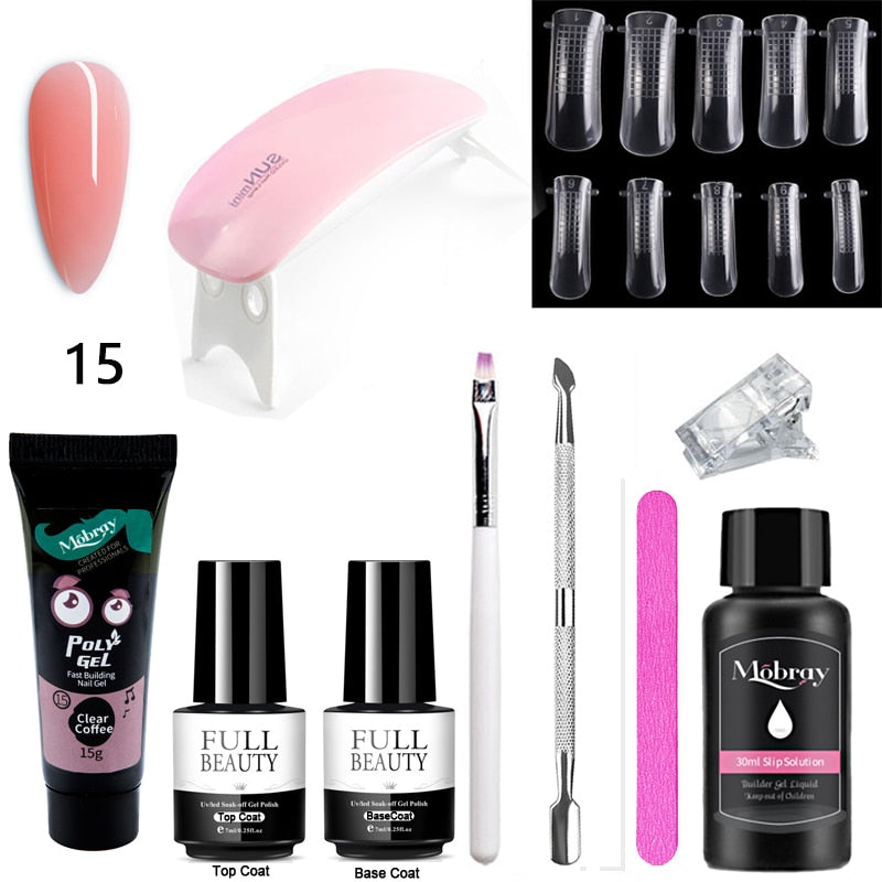 10pcs Nail Polish Gel Nail Kit 15ml Quick Building UV Nail PolishGel Extensions Acrylic Gel Nail Tool Art Set