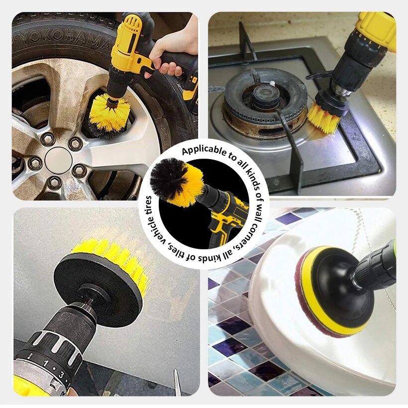 3PCs Electric cleaning brush Scrubber Cleaning Drill Nylon Brushes Tub Cleaner Kit Wood Grinding Polishing Tool D30