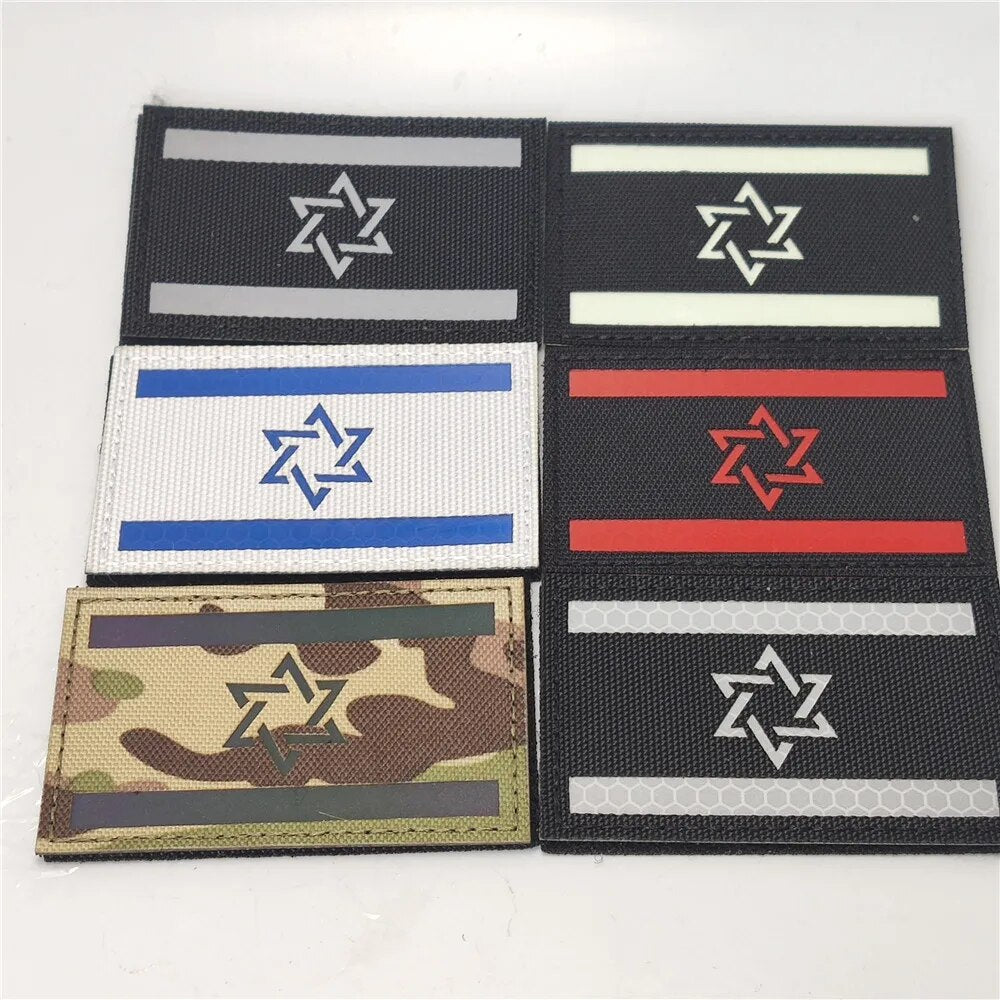 1pcs Embroidery Israel Flag Brassard Tactical Patch Cloth Punisher Armband Army Hook And Loop Emblem Morale Combat Badge