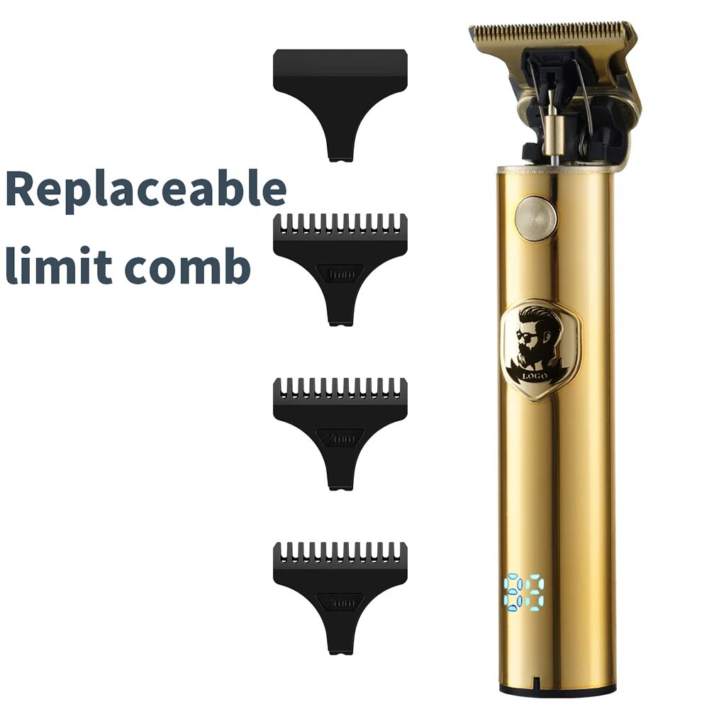 HC-228 LCD Digital Display Home Hair Clipper Retro Oil Head T9 Engraving Adults Children House Rechargeable Tousle Clippers 5W