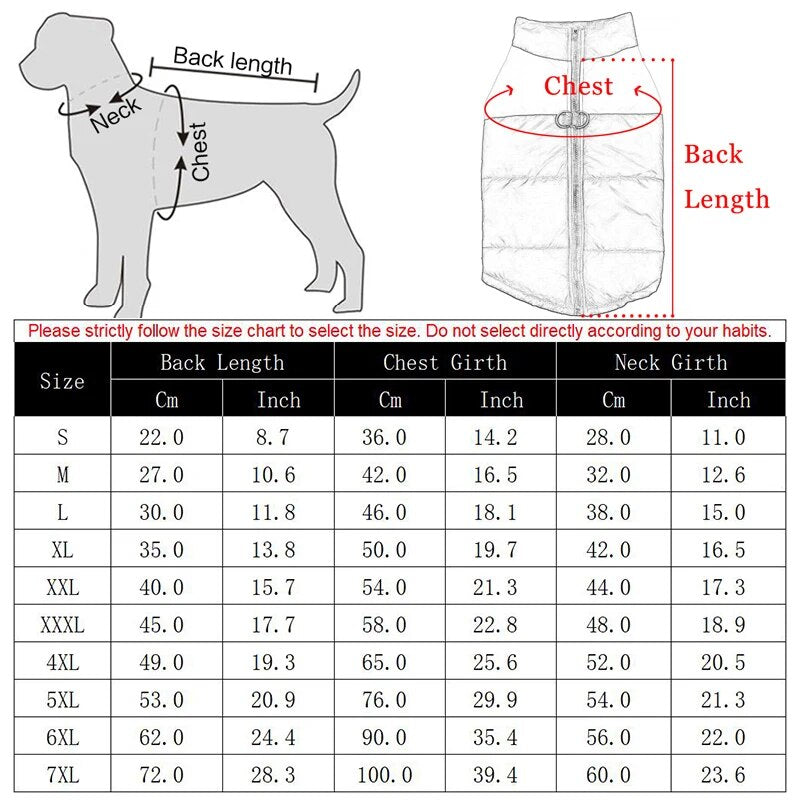 Winter Dog Pets Clothes Clothing for Small Large Dogs Waterproof Pet Jacket Dog Coat Chihuahua Padded Vest Zipper Jacket Coat