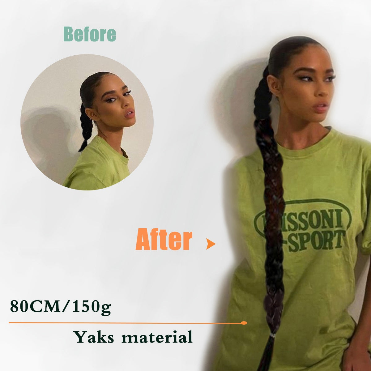 European and American Style Wig Braid Hair Hair Rope Headband Straight Wrap Wig Horse Tail Lengthened Height Horse Tail Hot Girl