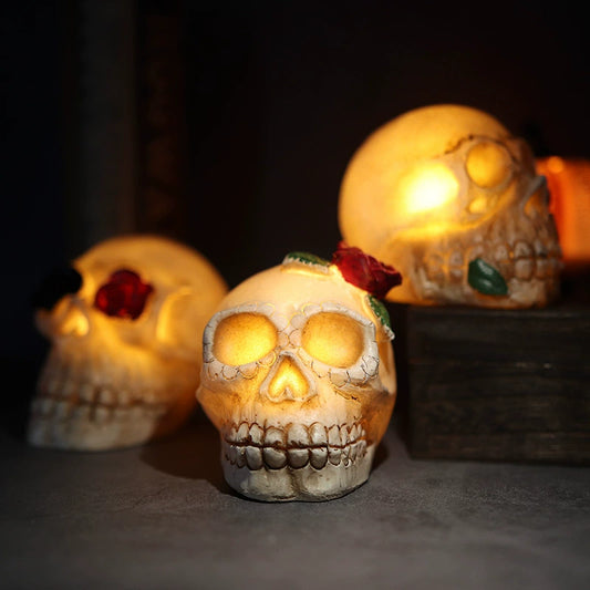 Halloween Decoration Skull Lantern Festival Resin Skull Led Electronic Candle Light Props Pumpkin Lamp