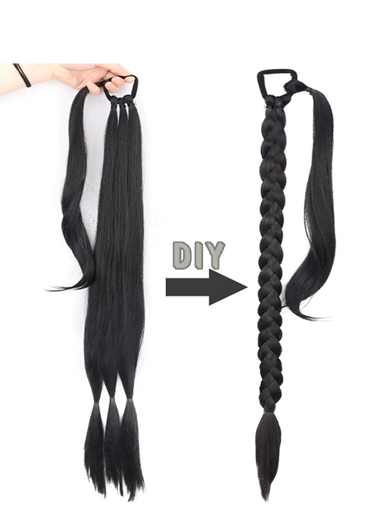 Wig Wrap-around Ponytail Women's Long Twist Braid Natural Simulation European and American Style Braided Hair Long Braid Subnet Red Street Shot Handy Gadget