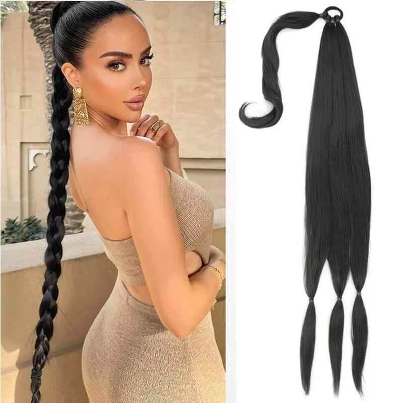 Wig Wrap-around Ponytail Women's Long Twist Braid Natural Simulation European and American Style Braided Hair Long Braid Subnet Red Street Shot Handy Gadget