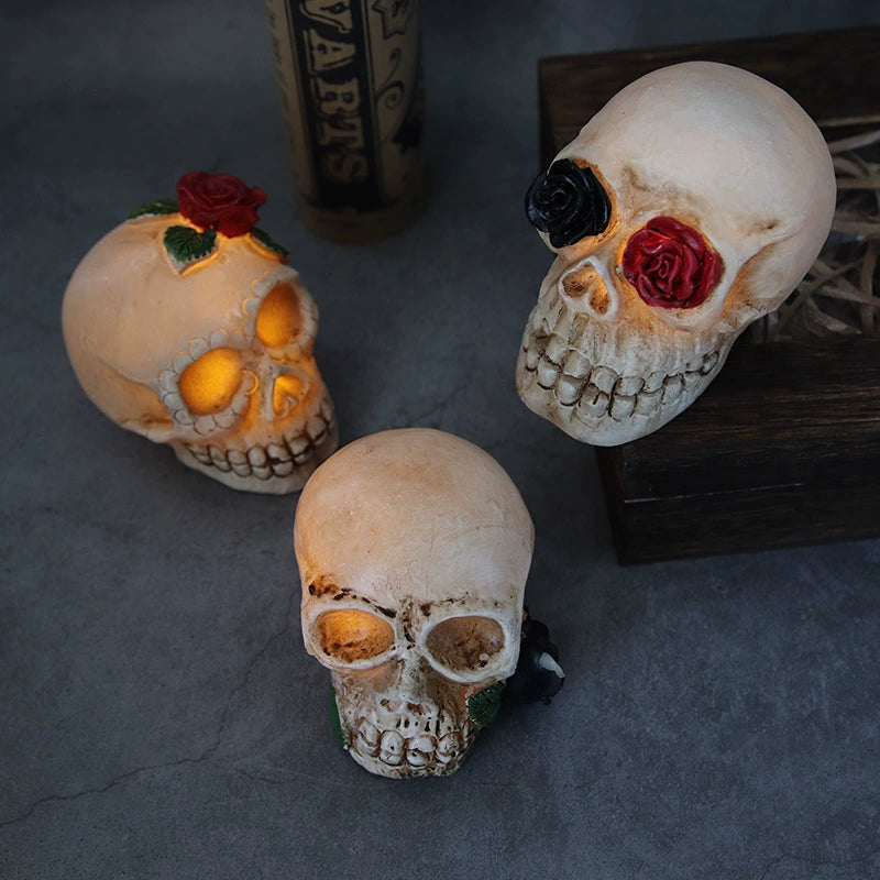 Halloween Decoration Skull Lantern Festival Resin Skull Led Electronic Candle Light Props Pumpkin Lamp