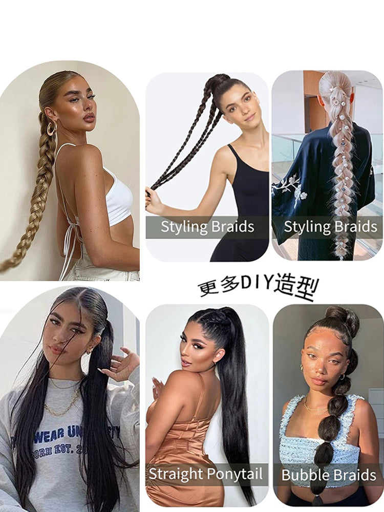 Wig Wrap-around Ponytail Women's Long Twist Braid Natural Simulation European and American Style Braided Hair Long Braid Subnet Red Street Shot Handy Gadget