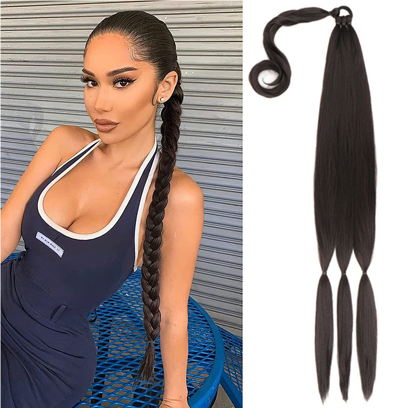 Wig Wrap-around Ponytail Women's Long Twist Braid Natural Simulation European and American Style Braided Hair Long Braid Subnet Red Street Shot Handy Gadget