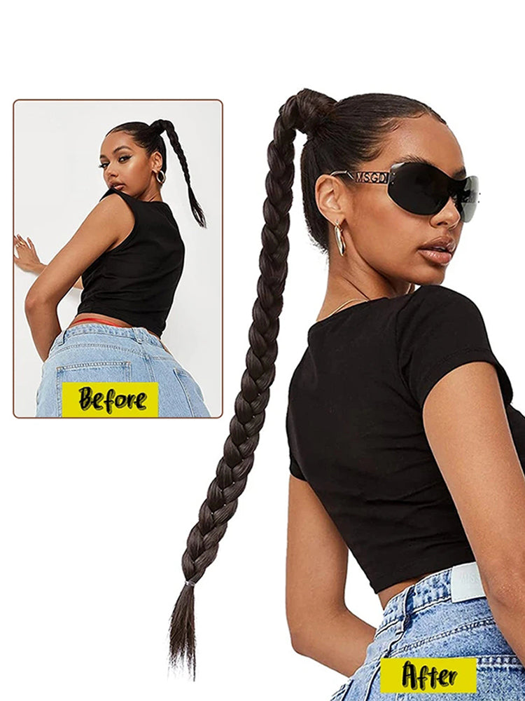 Wig Wrap-around Ponytail Women's Long Twist Braid Natural Simulation European and American Style Braided Hair Long Braid Subnet Red Street Shot Handy Gadget