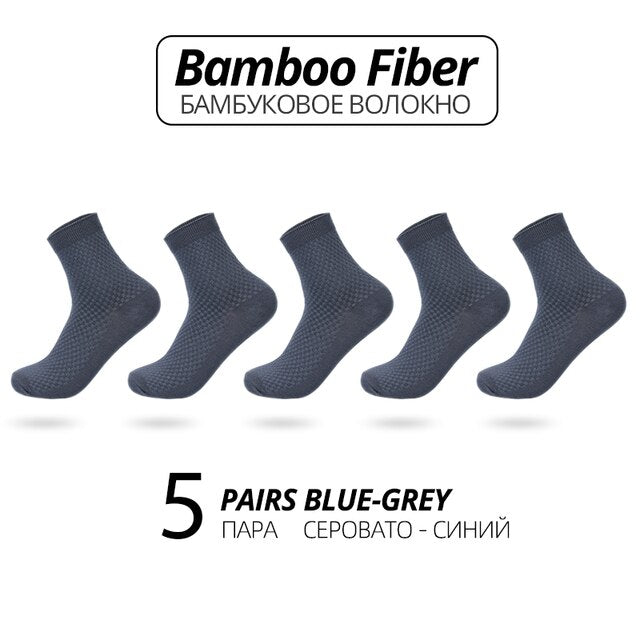 High Quality Bamboo Fiber Men's Socks 5Pairs/Lot New Classic Business Long Socks Summer Winter Casual Man Dress SockSize EU38-45