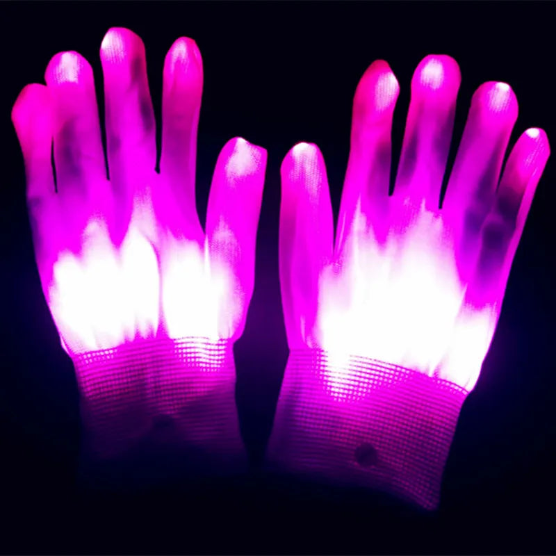 LED Gloves Neon  Glowing Halloween Party Light Props Luminous Flashing Skull Gloves Stage Costume Christmas Children's Day Gift