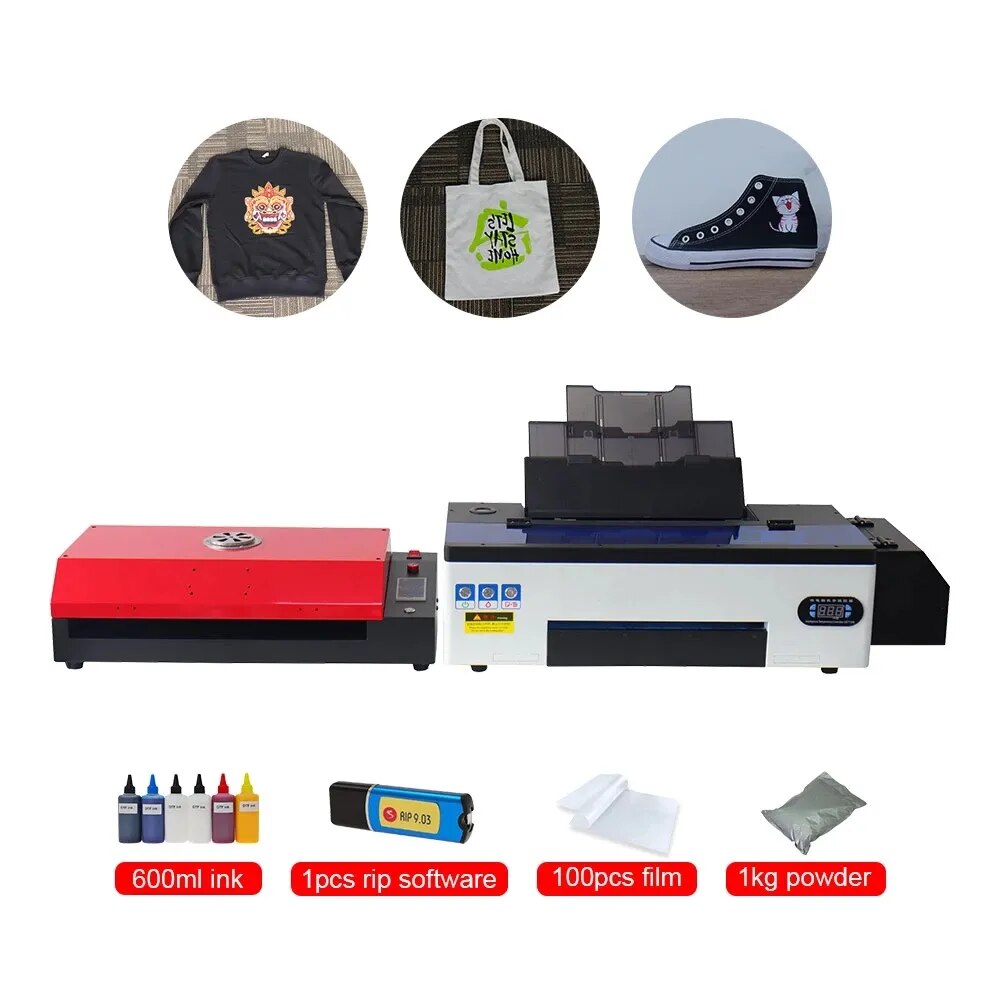 A3 R1390 DTF printer with oven A3 DTF transfer film T-shirt printing machine White Ink Stirring A3 Flatbed Printer