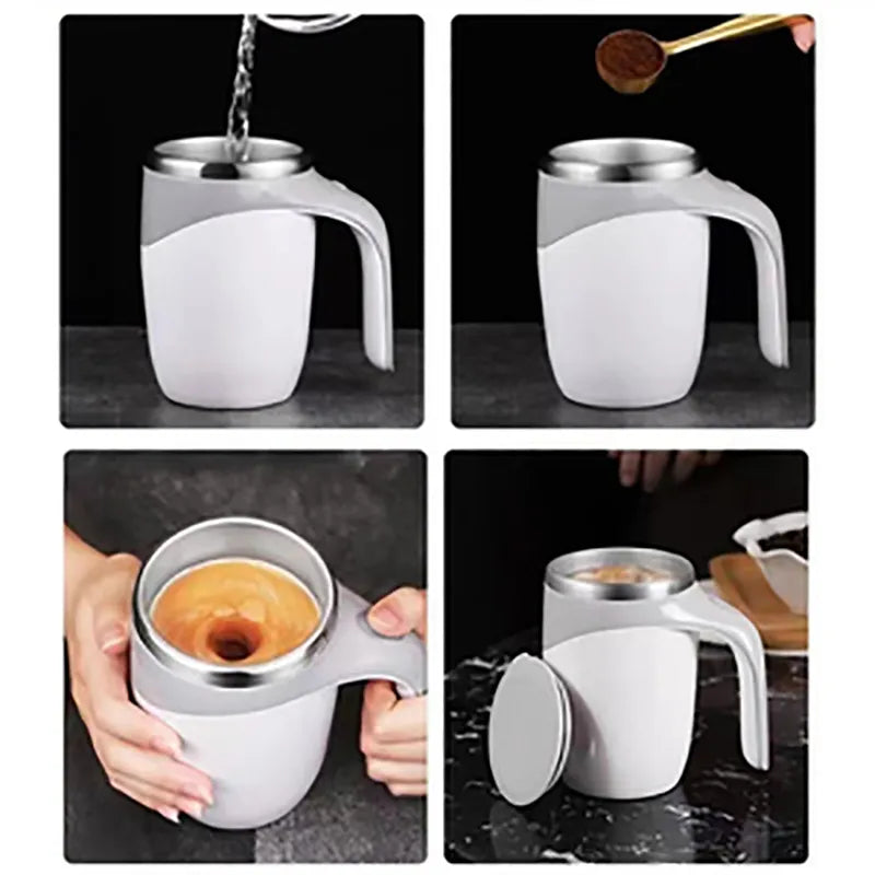 Rechargeable Magnetic Coffee Mugs Automatic Stirring Cup Handgrip Electric Rotating Milk Mug Stainless Steel Magnetic Water Cup