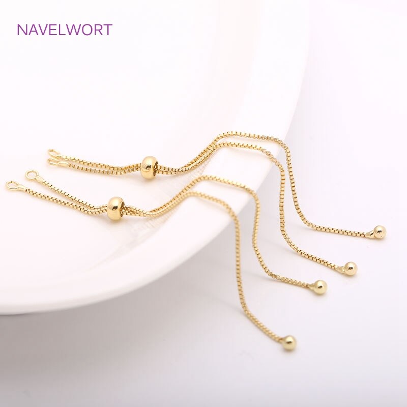 1mm Box Chain Bracelet Component With Silicone Insert Beads,14K Gold Plating Box Chain For Bracelet Making Accessories Wholesale