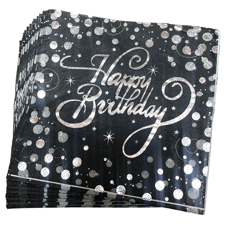 20pcs/lot Rose Gold birthday Napkins Gold/silver Disposable Paper towel Paper Napkins for Happy Birthday party Supplies