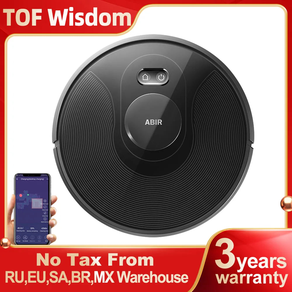 ABIR X8 Robot Vacuum Cleaner ,Laser System, Multiple Floors Maps, Zone Cleaning, Restricted Area Setting for Home Carpet Washing