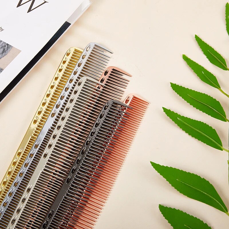 Aluminum Metal Anti-static Hairdressing Combs Hair Cutting Salon Hair Brush Metal Combs Barber Tools Salon Accessaries