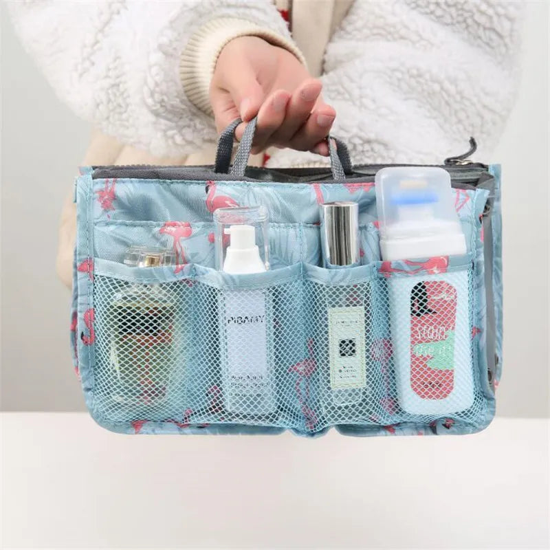 2023 Double Zipper Cosmetic Storage Bag Nylon Travel Organizer Handbag Multifunction Tote Makeup Bag Women Make Up Beauty Pouch