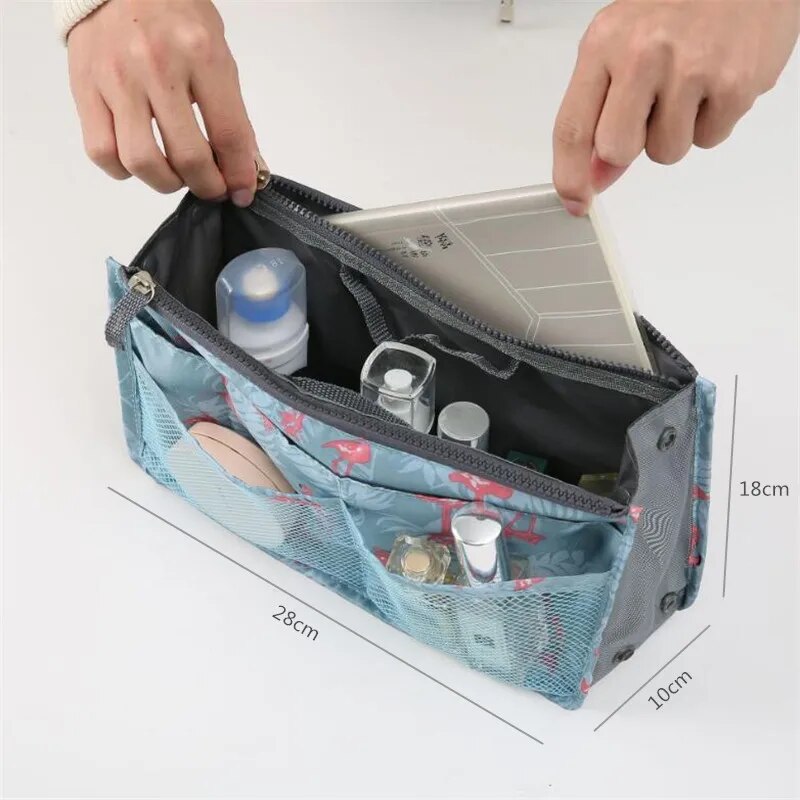 2023 Double Zipper Cosmetic Storage Bag Nylon Travel Organizer Handbag Multifunction Tote Makeup Bag Women Make Up Beauty Pouch