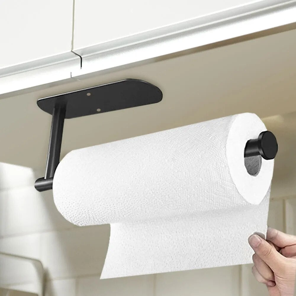 Punch-free Paper Towel Holder Stainless Steel Kitchen Under Cabinet Roll Rack Gold Black Bathroom Wall-mounted Tissue Hanger