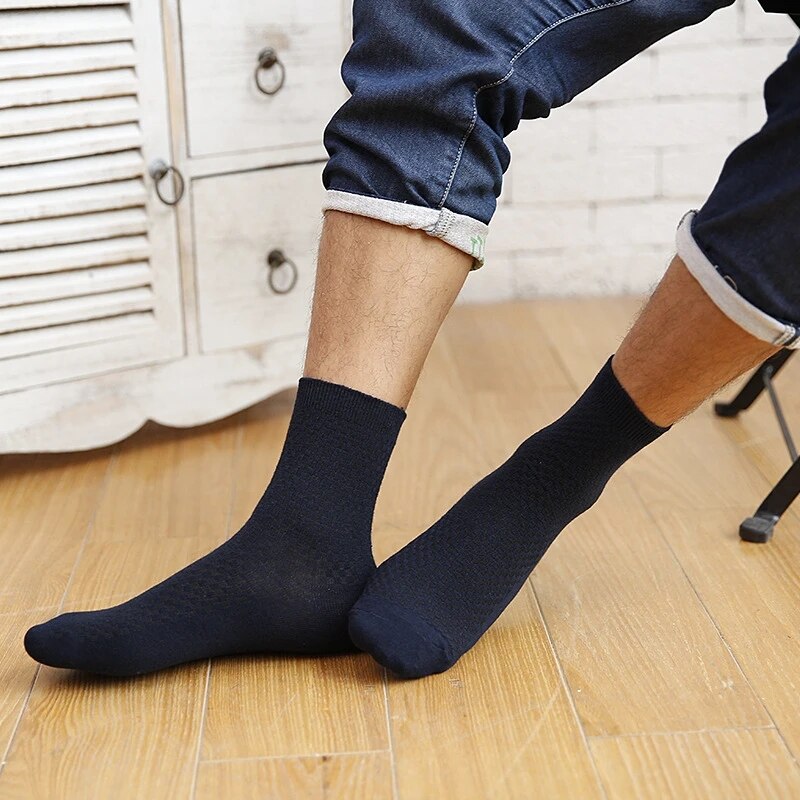 High Quality Bamboo Fiber Men's Socks 5Pairs/Lot New Classic Business Long Socks Summer Winter Casual Man Dress SockSize EU38-45