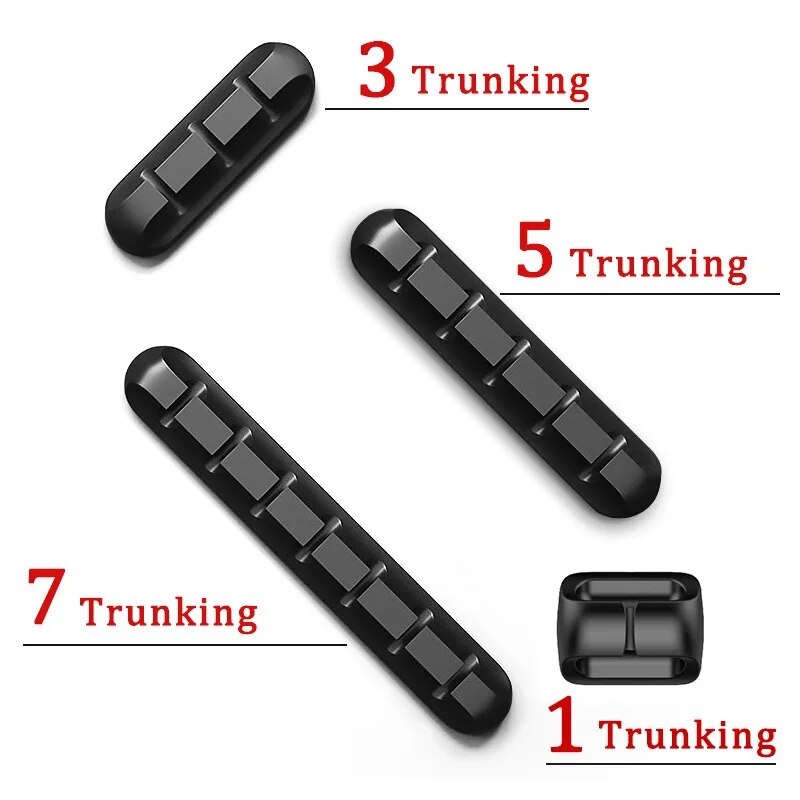 3/5/7 Clips Adhesive Silicone Cable Winder Desktop Wire Organizer Usb Cable Holder Desk Set Table Organizer Office Home Supplies