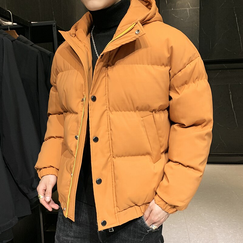 Tops 2023 Autumn Winter Men's Casual Hooded Bread Cotton-Padded Jackets Solid Color Outwear Thick Parkas Loose Warm Coat Clothes