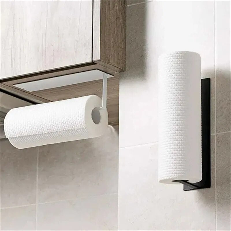 Steel Kitchen Bathroom Toilet Roll Holder Wall Mounted Rack Paper Towel Rack Self Adhesive Towel Hanging Rack Home Appliance