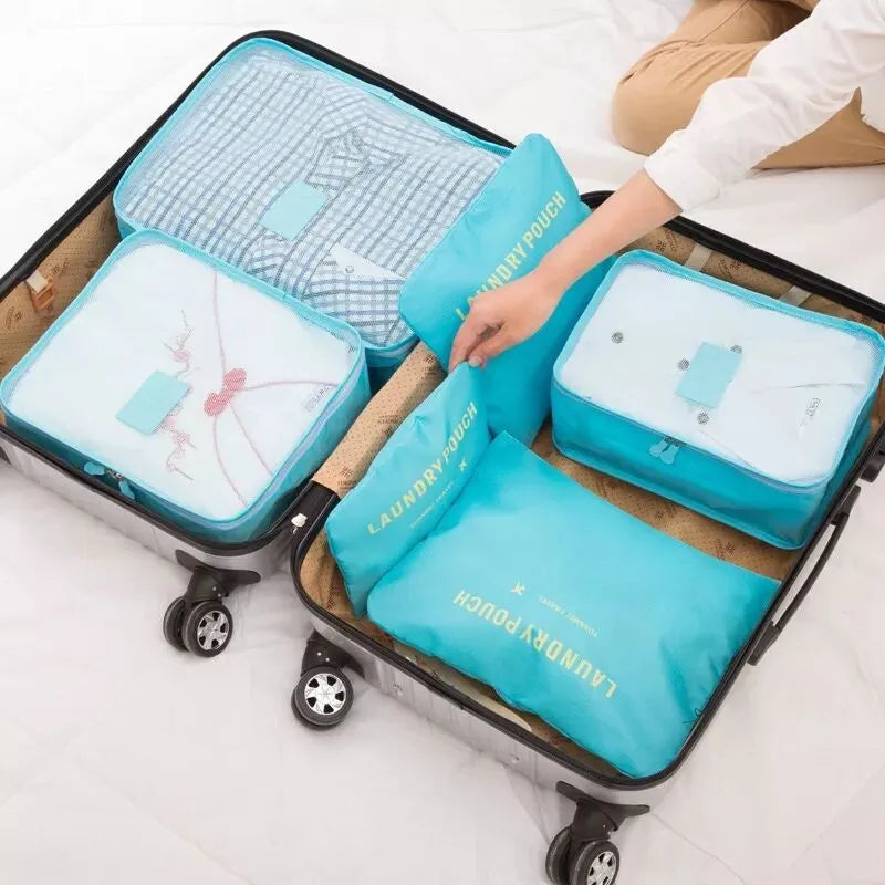 6 PCS Travel Storage Bag Set For Clothes Tidy Organizer Wardrobe Suitcase Pouch Unisex Multifunction Packing Cube Bag Travel Kit