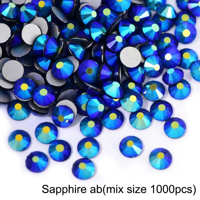 2020 New 1 Pack Flatback 3D Glass Swarovsky DIY Nails Rhinestones Art Decoration Shiny Crystal Stones Gems Manicure