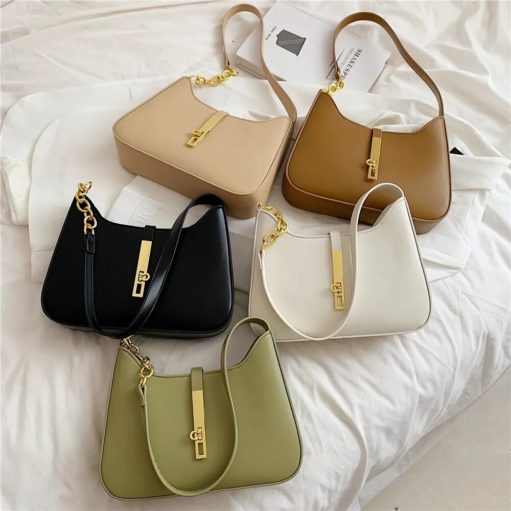 Toptrends Underarm Shoulder Bags For Women 2023 Trend Designer PU Leather Half Moon Armpit Ladies Handbags And Purse Black White