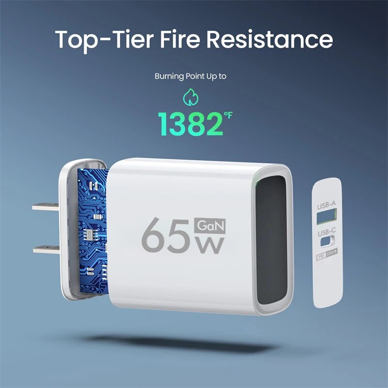 65W GAN USB Type C Charger Mobile Phone Charger QC 3.0 Fast Charging Wall Charger Adapters For iPhone 14 Xiaomi Huawei Samsung