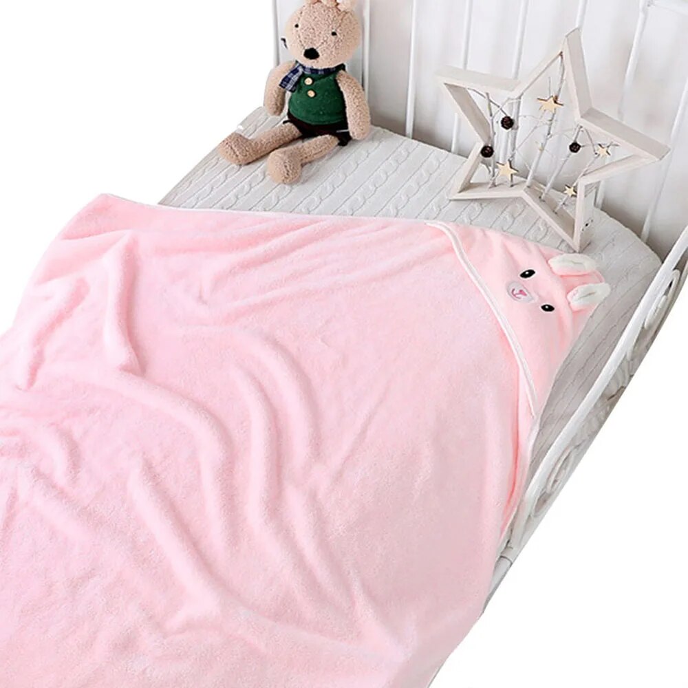 Unisex Baby Bathrobe Flannel Cloak Cartoon Boy Girl Ultra-Soft Hooded Spa Robe Bath Towel Newborn  Cover-Up Baby Shower Gift