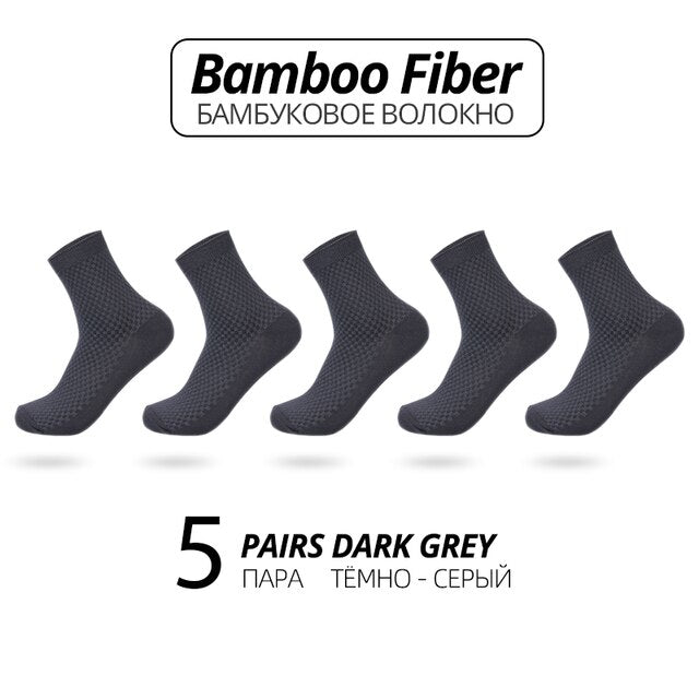 High Quality Bamboo Fiber Men's Socks 5Pairs/Lot New Classic Business Long Socks Summer Winter Casual Man Dress SockSize EU38-45