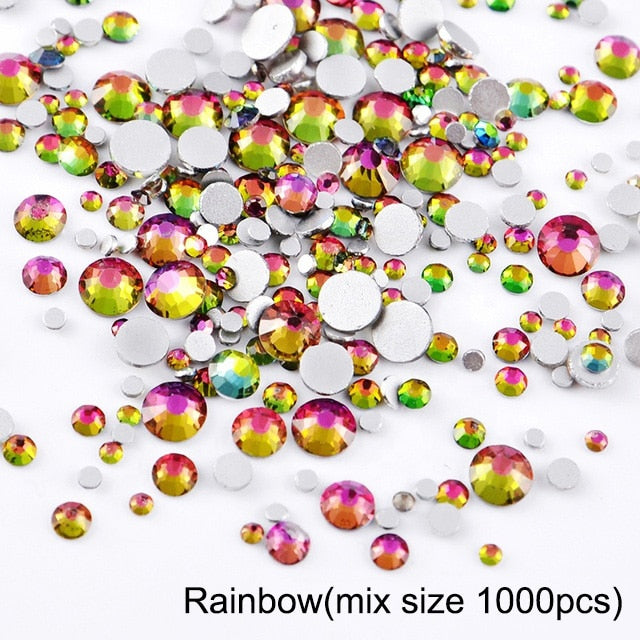 2020 New 1 Pack Flatback 3D Glass Swarovsky DIY Nails Rhinestones Art Decoration Shiny Crystal Stones Gems Manicure