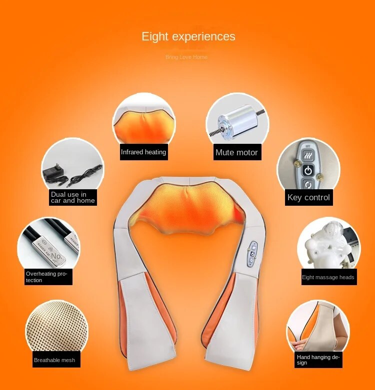 Home Car Electrical Body Massager Relaxation Massage U Shape Neck Back Shoulder Shiatsu Infrared 3D Kneading Massager