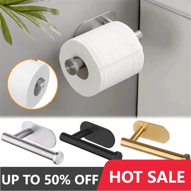 Punch-free Paper Towel Holder 304 Stainless Steel Kitchen Under Cabinet Roll Rack Gold Black Bathroom Wall-mounted Tissue Hanger