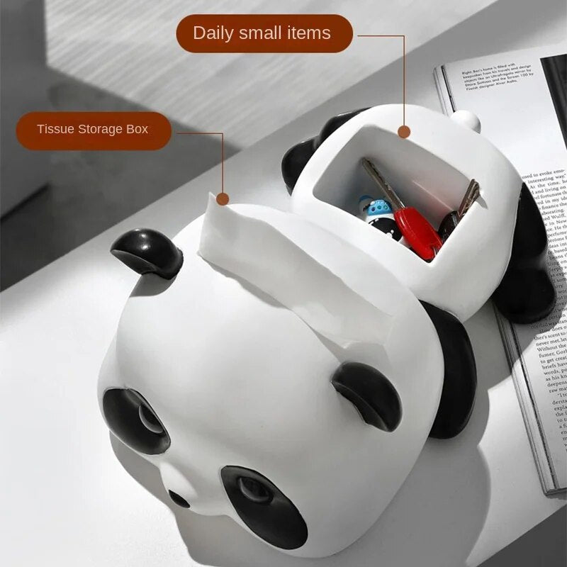 IHOME Ins Creative Panda Paper Towel Box Decoration Key Storage Living Room Table Surface Home Decoration Nordic Lovely New 2023